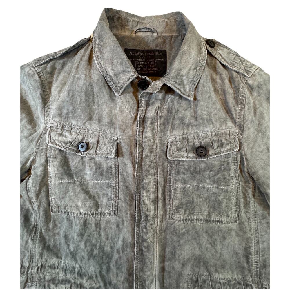 AllSaints Spitalfields Mens Gray Military Field Jacket Drawstring Waist size M - Picture 5 of 15